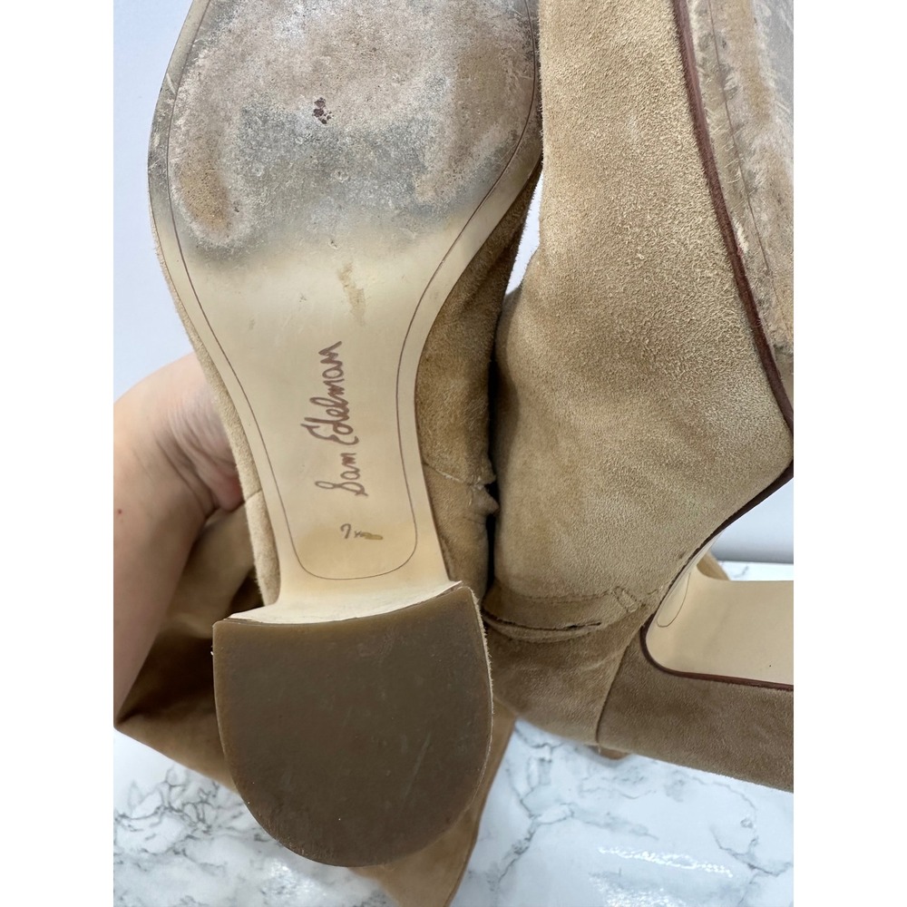 Sam Edelman Hai Boots Women 7.5 Tan Suede Knee High Block Heel Blogger Fave - Picture 8 of 8